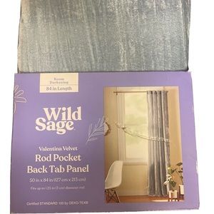 Wild Sage Valentina Velvet 84" Silver Room Darkening Curtains